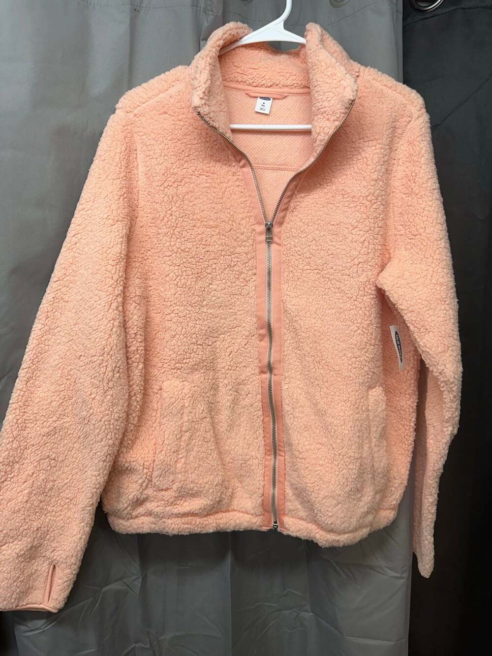 Old navy peach full zip fleece Sherpa jacket medium tall